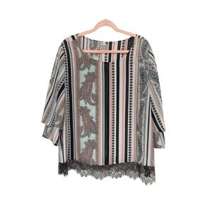 Chico's Boho Lace Paisley Blouse – Size 3 (Equivalent to XL/16) oversized